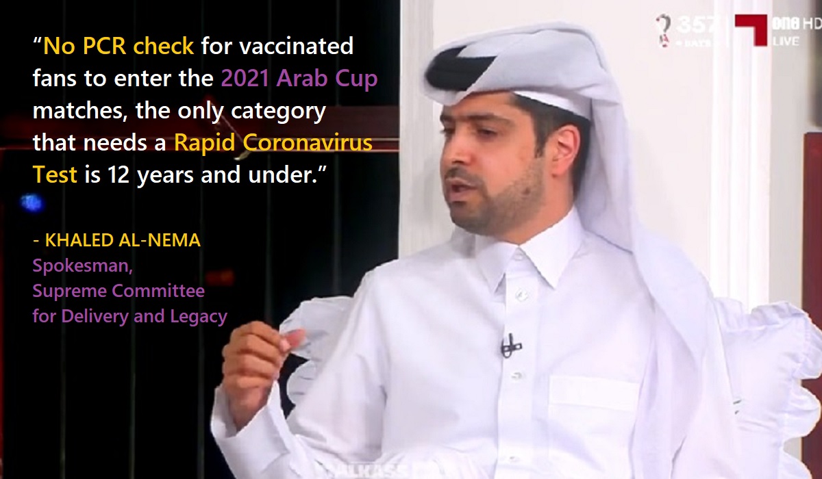 Rapid Covid-19 Test a Must for Children 12 Years below to Attend Arab Cup Matches